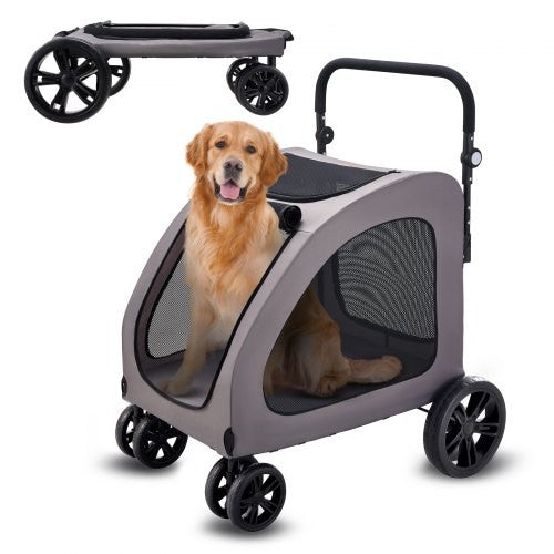 Vevor Pet Stroller 4-Wheel 160lbs Carrier (Dark Grey)
