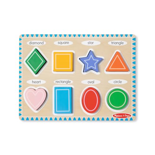 New Melissa & Doug Shapes Wooden Chunky Puzzle, 8 pcs, Animal Puzzles, Toddlers, Ages 2+, FSC-Certified, 11.95 x 8.95 x 1.0