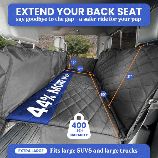 4Knines Hard Bottom Back Seat Extender for Dogs – Waterproof Dog Car Seat Cover (Black, XLarge) - Kidsy