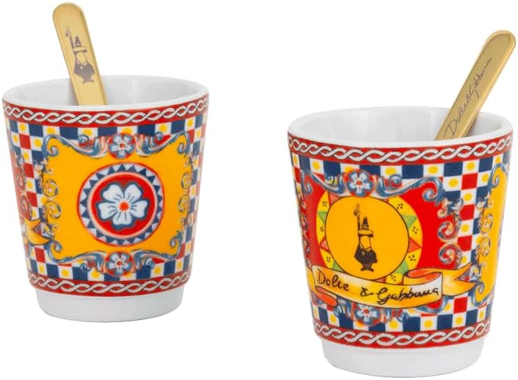 Bialetti Dolce & Gabbana Mocha Express & Espresso Cup Set, Direct Fire (Coffee Maker, Espresso Maker, Makinetta)