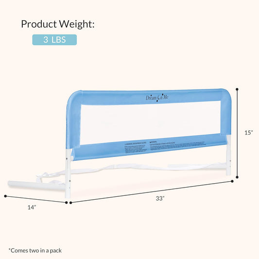 Dream On Me Mesh Adjustable Bed Rail - 2 Pack (Blue)