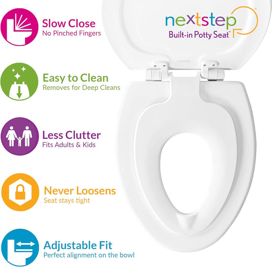 New Mayfair NextStep 2-in-1 Toilet Seat with Toddler Potty Seat - Round (White)