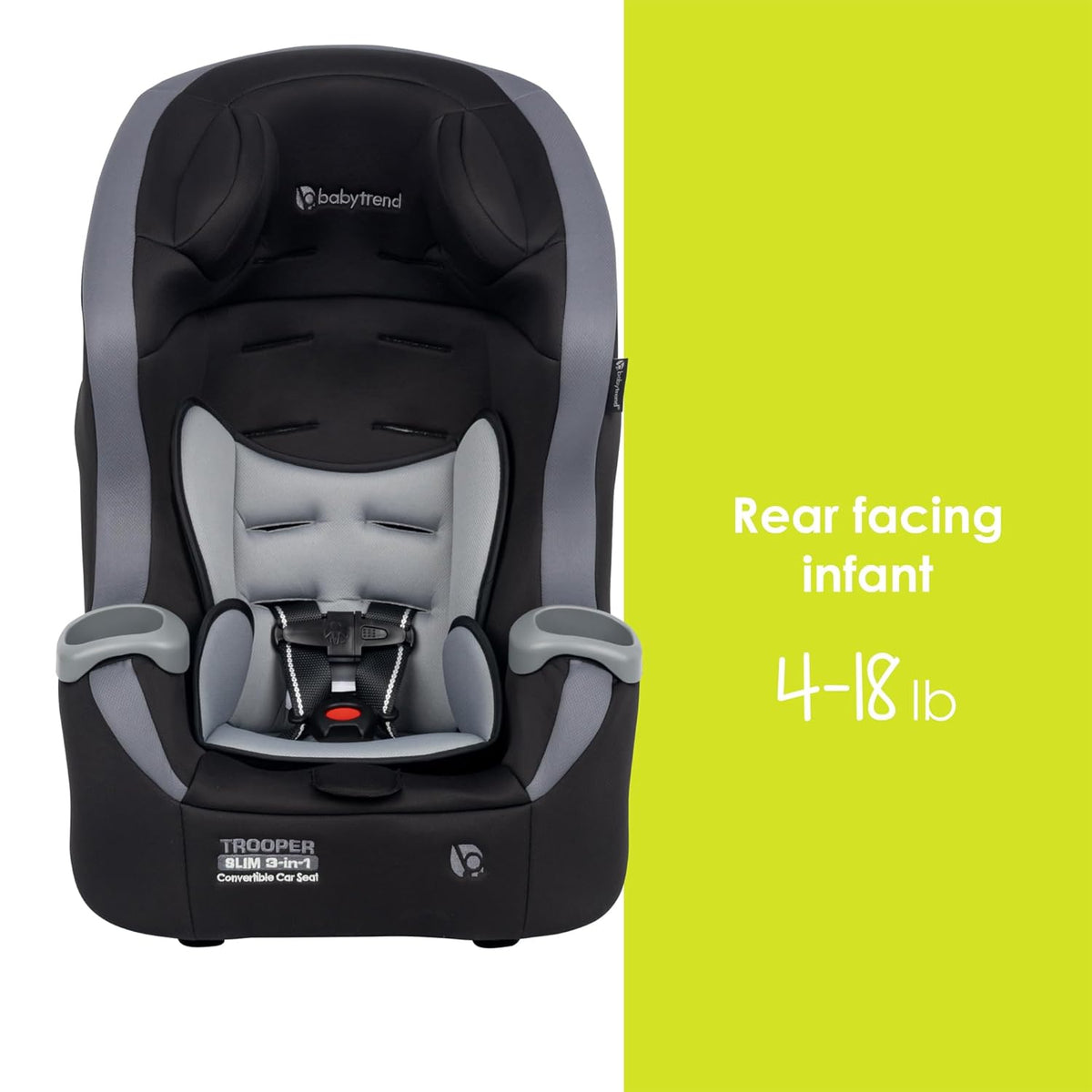 Baby Trend Trooper Slim 3-in-1 Convertible Car Seat (Dash Black)