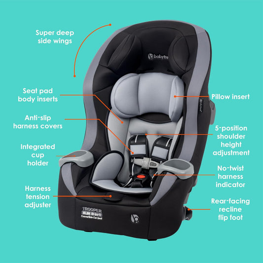 Baby Trend Trooper Slim 3-in-1 Convertible Car Seat (Dash Black)