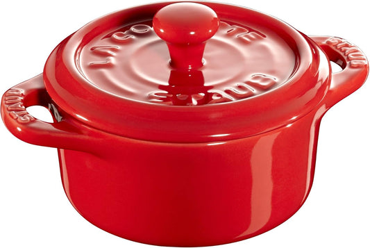 New STAUB Ceramics 3-Piece Mini Round Cocotte Set (Cherry)