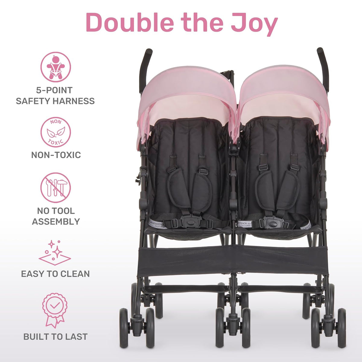 Dream On Me Twin Venture Umbrella Stroller (Pink)