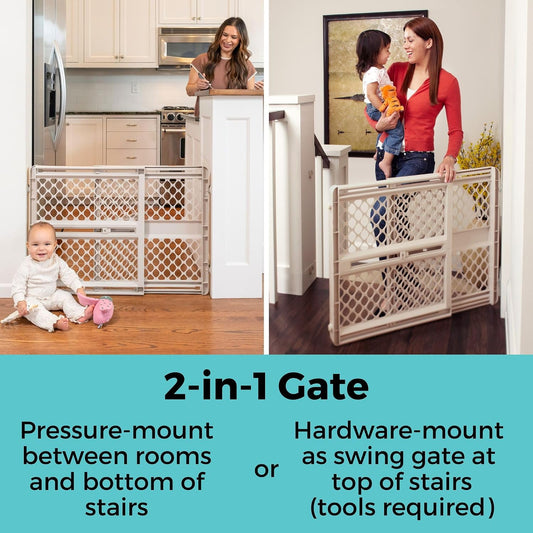FINAL SALE Toddleroo Supergate Ergo Plastic Child Gate 26" Tall, 26" to 42" Wide (Sand)