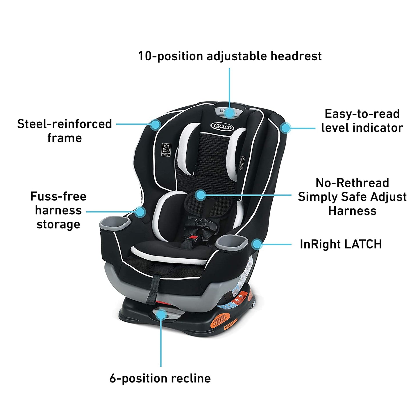 New Graco Extend2Fit Convertible Car Seat (Gotham)