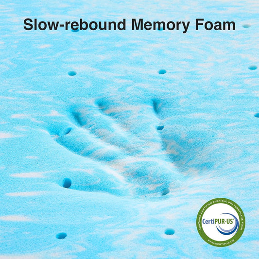 New Novilla Memory Foam Mattress Topper - California King (2 Inch, Blue)