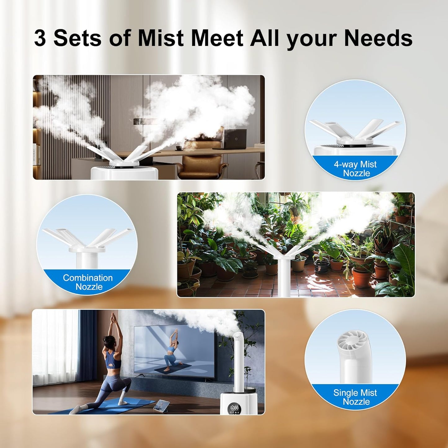 Uthfy 5.5Gal/21L Humidifier for Large Room 3000sq.ft, 2000ml/h Dual 360° Nozzles Ultrasonic Humidifiers