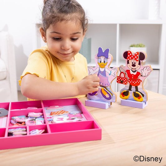 New Melissa & Doug Disney Minnie Mouse and Daisy Duck Deluxe Wooden Magnetic Dress-Up; 2 Fashion Dolls with Stands for Pretend Play, 52 Pieces