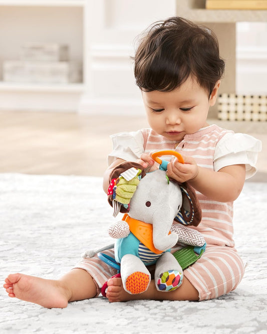 Skip Hop Bandana Buddies Baby Activity and Teething Toy with Multi-Sensory Rattle and Textures, Elephant