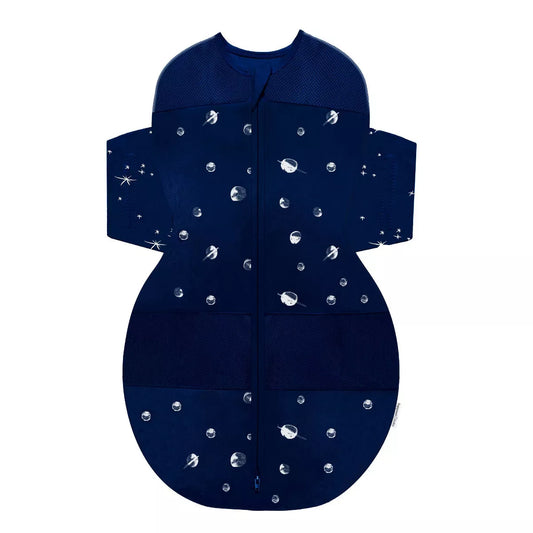 New Happiest Baby SNOO Swaddle - Navy with Planets Stars on Wings - M