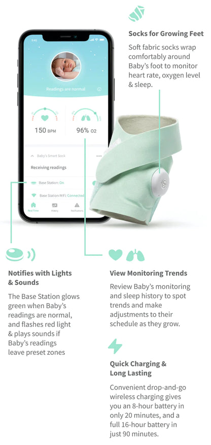 New Owlet Smart Sock 3rd Generation Baby Monitor (Mint)