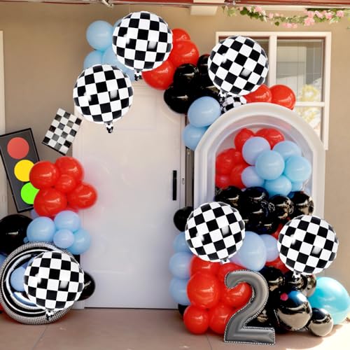 AIQINHU Checkered Racing Foil Balloons 8 - Pack 18" (Black & White) - Kidsy