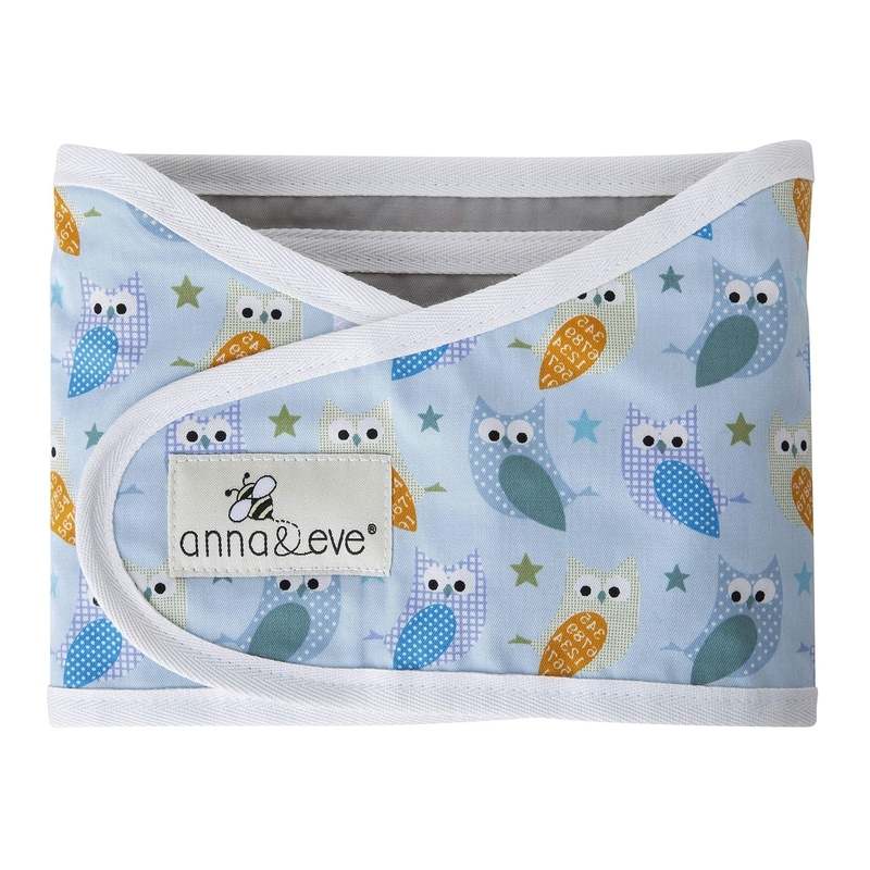 Anna & Eve Baby Swaddle Strap – Small, Adjustable, Owls (Blue/Green) - Kidsy