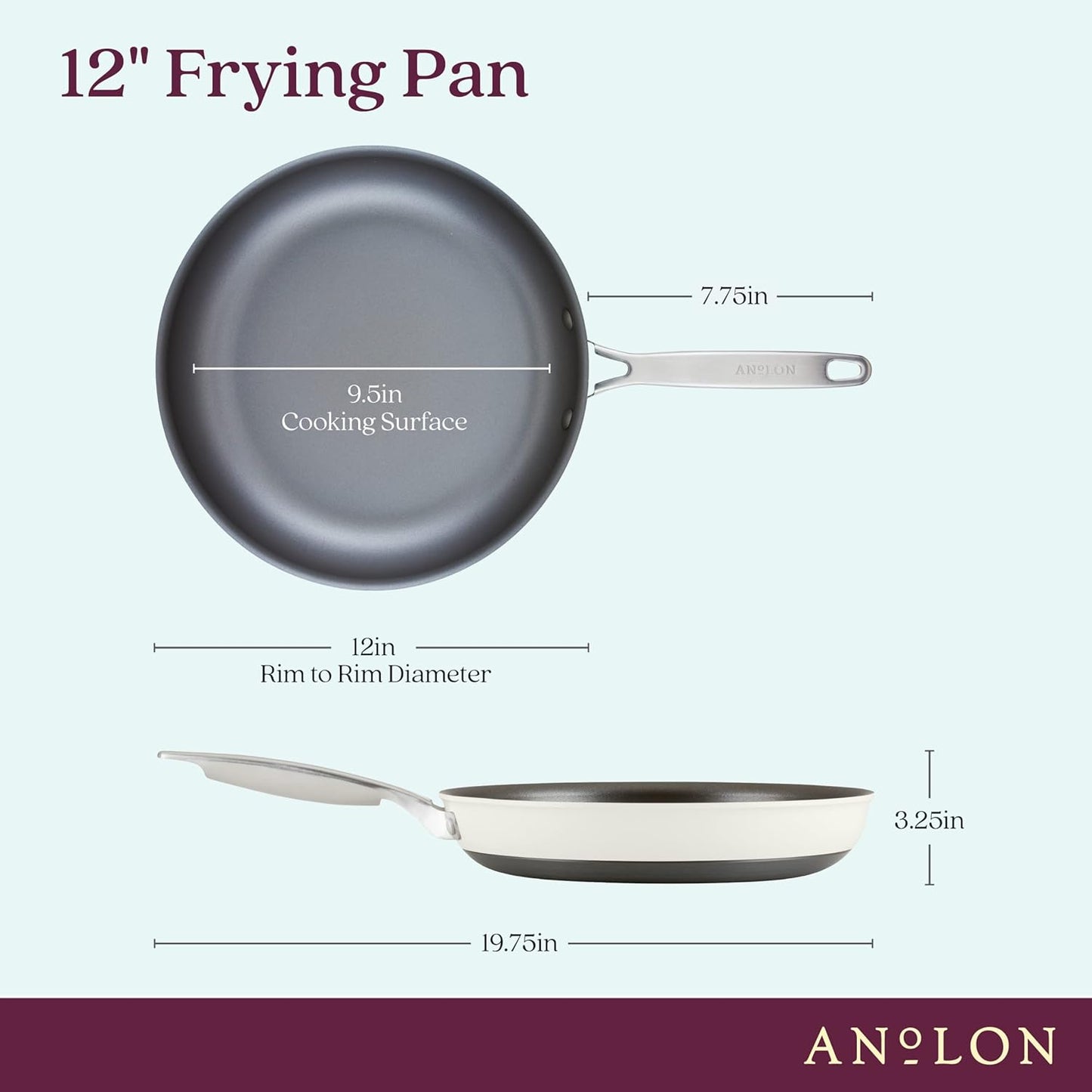 Anolon Achieve Hard Anodized Nonstick 12 - Inch Frying Pan (Cream) - Kidsy