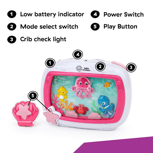 Baby Einstein Sea Dreams Soother Musical Crib Toy & Sound Machine (Pink) - Kidsy