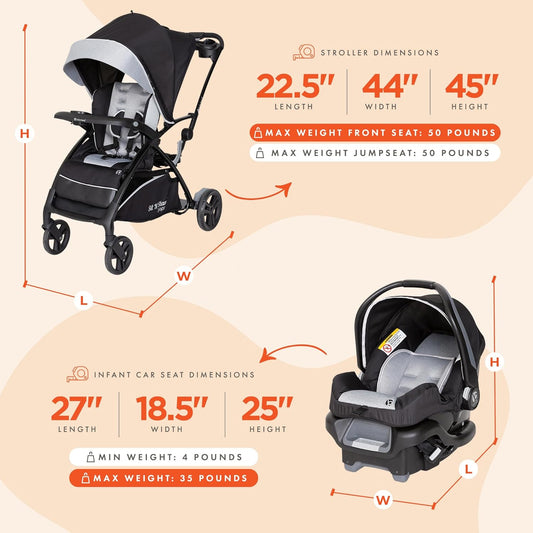 Baby Trend Sit N’ Stand 5 - in - 1 Shopper Travel System (Moondust) - Kidsy