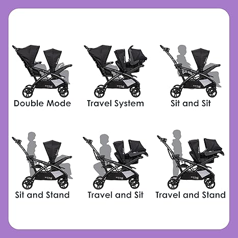 Baby Trend Sit N' Stand Double 2.0 Stroller (Dash Black) - Kidsy