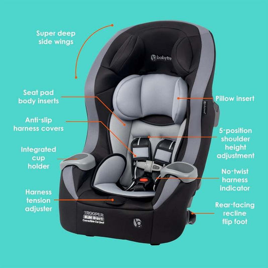 Baby Trend Trooper Slim 3 - in - 1 Convertible Car Seat (Dash Black) - Kidsy