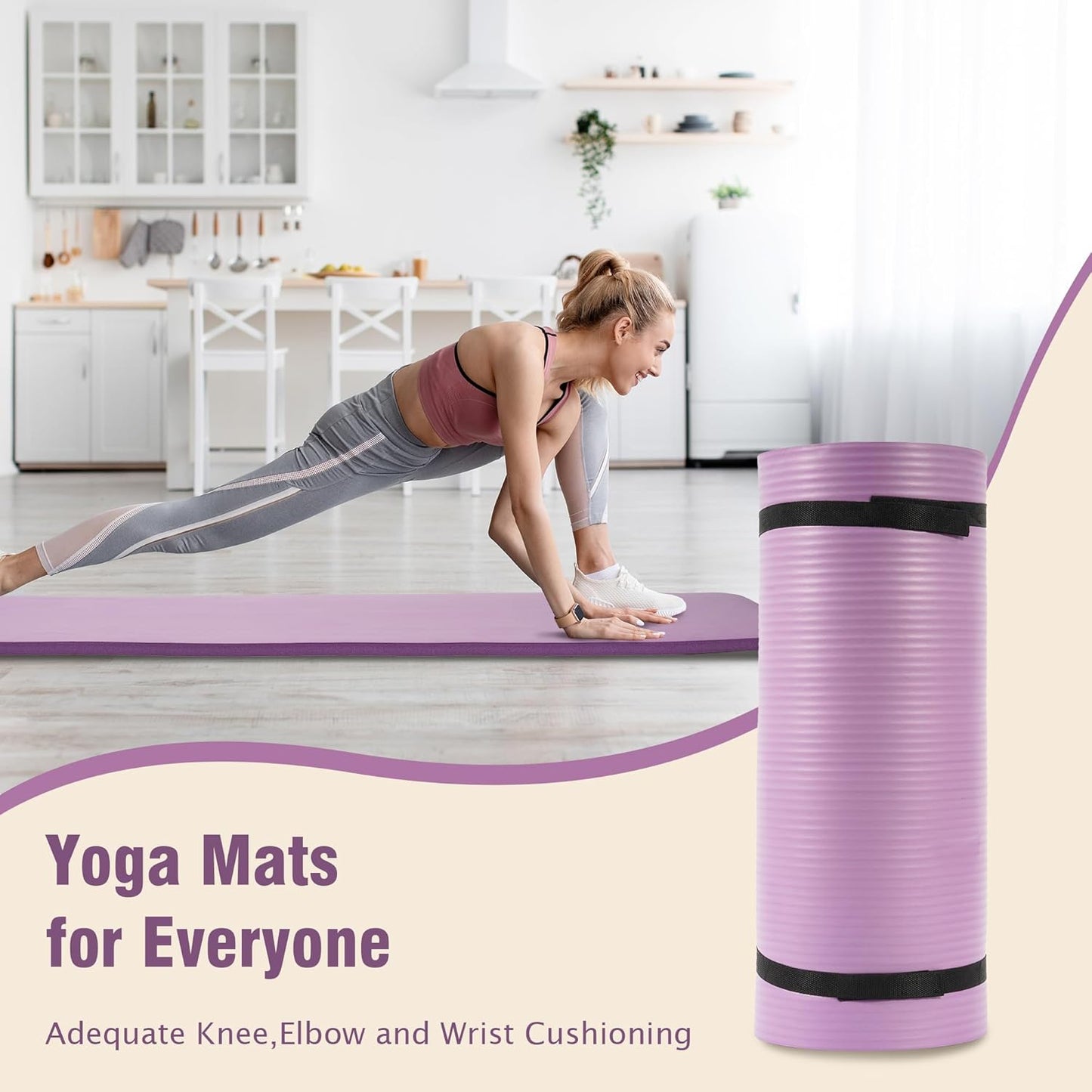 BalanceFrom Extra Thick High - Density Yoga Mat, 1 Inch (Taro Purple) - Kidsy