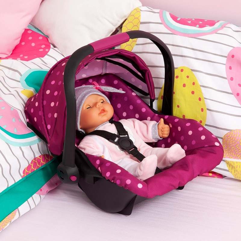 Bayer Design Baby Doll Deluxe Car Seat with Canopy Polka dots (Pink) - Kidsy