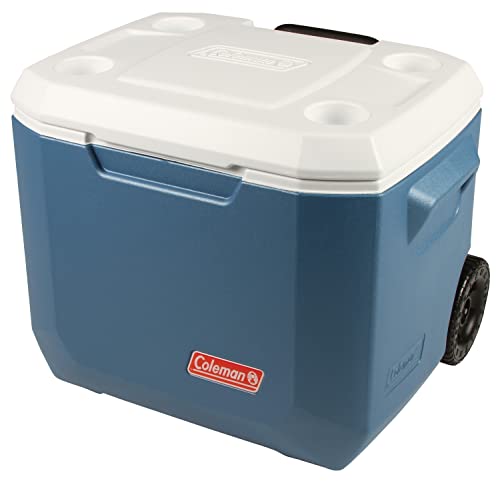 Coleman Xtreme 50qt Rolling Cooler with Wheels, Extra - Walled Insulation (Blue) - Kidsy