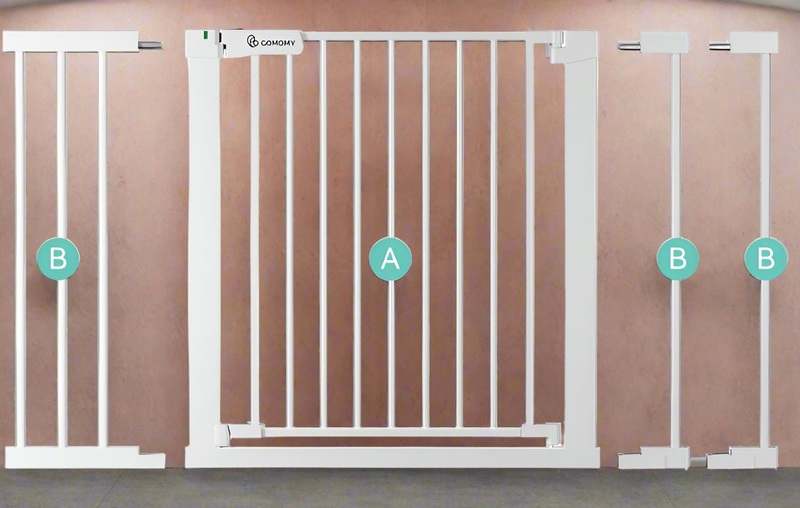 COMOMY 29.5 - 46" Wide and 30" Tall Safety Gate for Stairs (White) - Kidsy