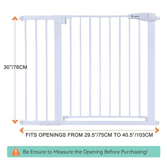 Comomy 29.5–40.5" Extra Wide Auto Close Baby Gate (White) - Kidsy