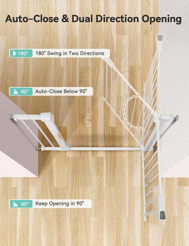 Comomy 30" Auto Close Baby Gate (White) - Kidsy