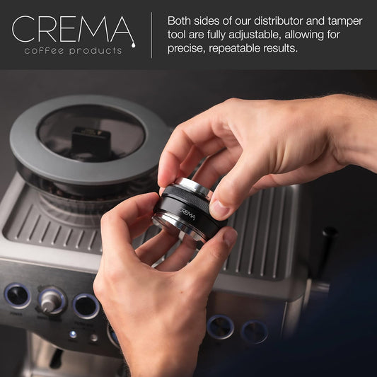 CREMA Coffee Products 53.3mm Hand Tamper & Coffee Distributor (Black) - Kidsy