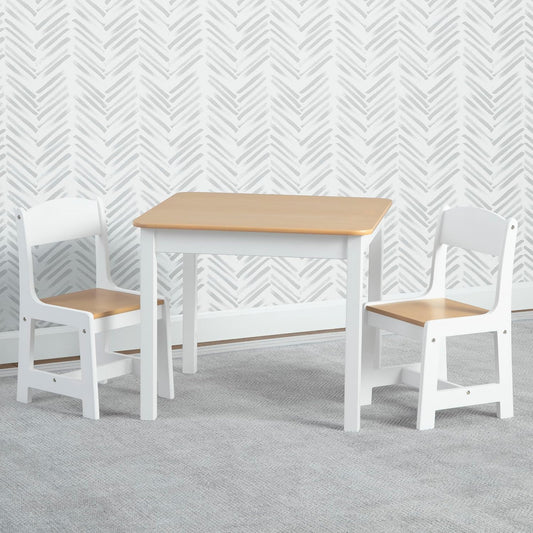 Delta Children MySize Kids Wood Table and Chair Set (Bianca White/Natural) - Kidsy