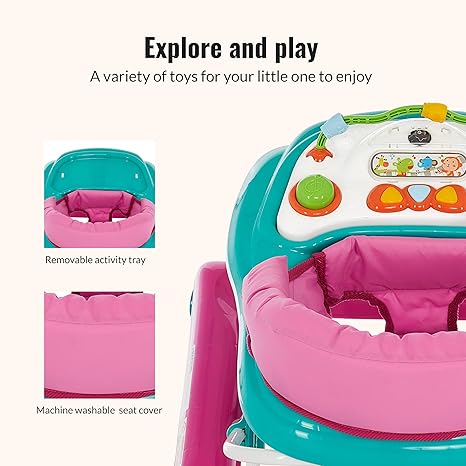 Dream On Me 2 - in - 1 Ava Baby Walker (Teal Pink) - Kidsy
