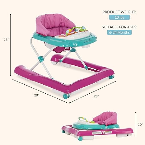 Dream On Me 2 - in - 1 Ava Baby Walker (Teal Pink) - Kidsy
