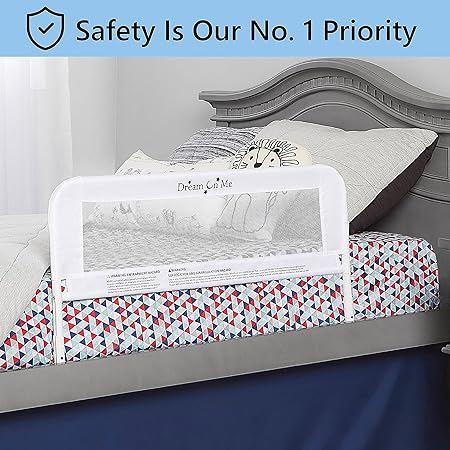 Dream On Me Lightweight Bed Rail with Mesh Fabric (White) - Kidsy