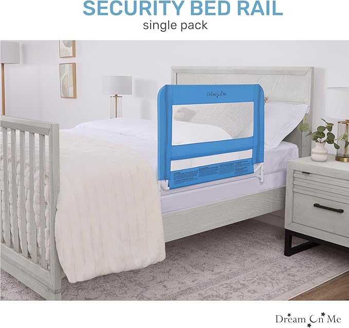 Dream On Me Mesh Security Adjustable Toddler Bed Rail (Blue) - Kidsy