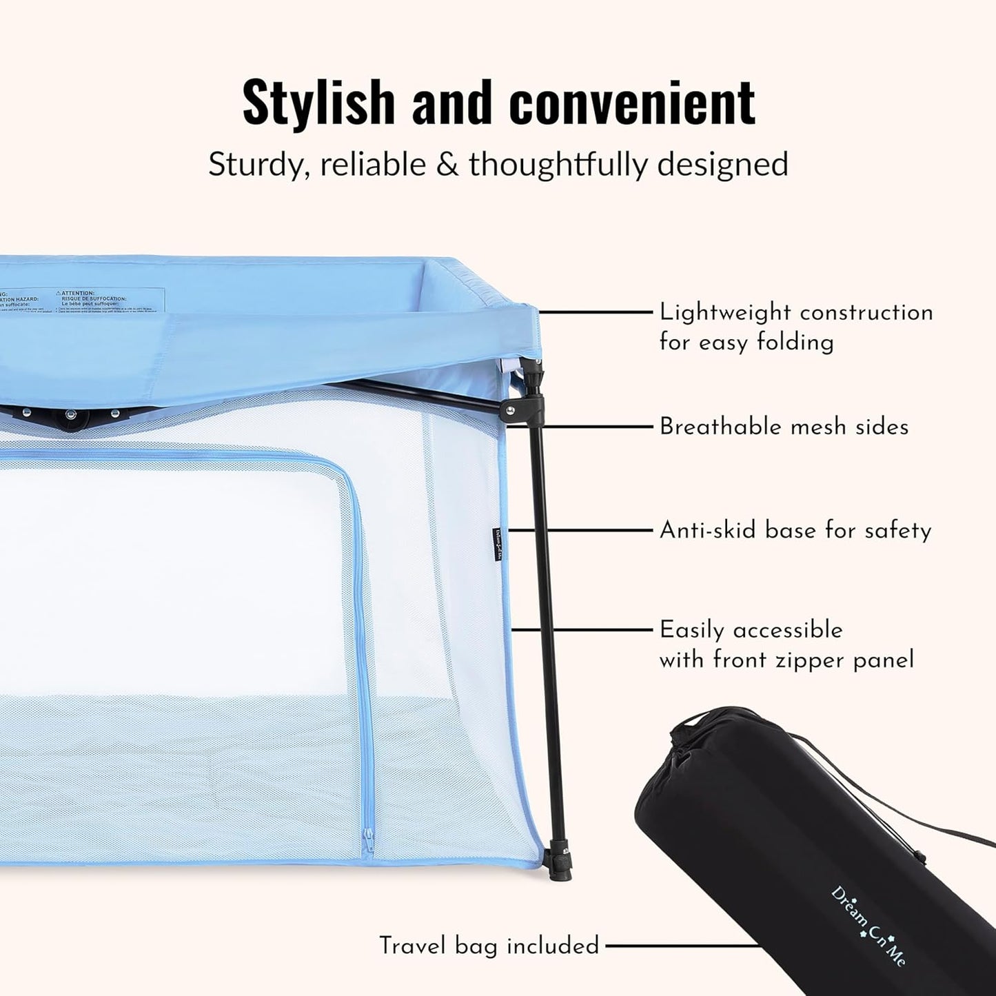 Dream On Me Ziggy Square Playpen (Blue) - Kidsy