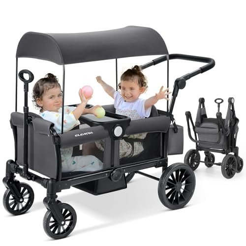ELEMARA 2 - Seat All - Terrain Stroller Wagon with Canopy (Gray) - Kidsy