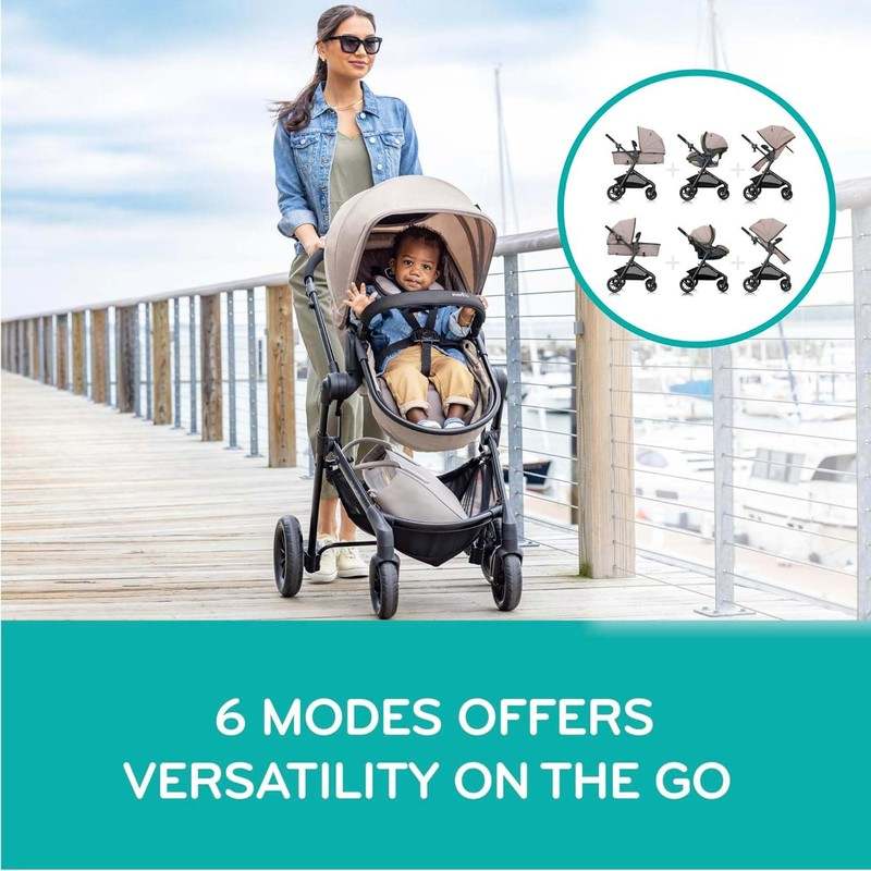 Evenflo Pivot Modular Travel System with LiteMax Car Seat (Desert Tan) - Kidsy