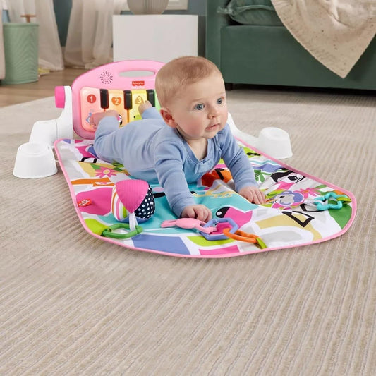 Fisher-Price Glow and Grow Kick & Play Piano Gym Baby Playmat with Musical Learning Toy (Pink) - Kidsy