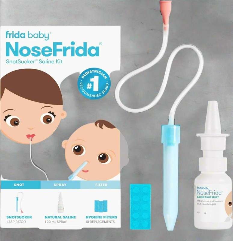 Frida Baby Saline Kit, Cold & Flu 12 pc Set Includes NoseFrida Nasal Aspirator for Baby (0.68 fl oz) - Kidsy