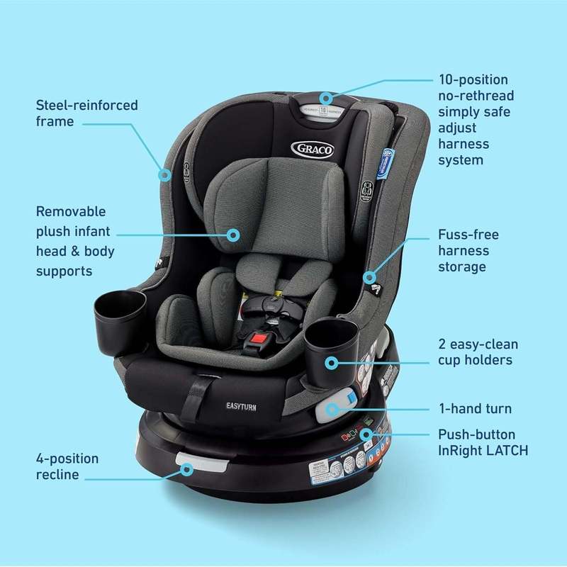 Graco EasyTurn 360 2 - in - 1 Convertible Car Seat (Cyran) - Kidsy