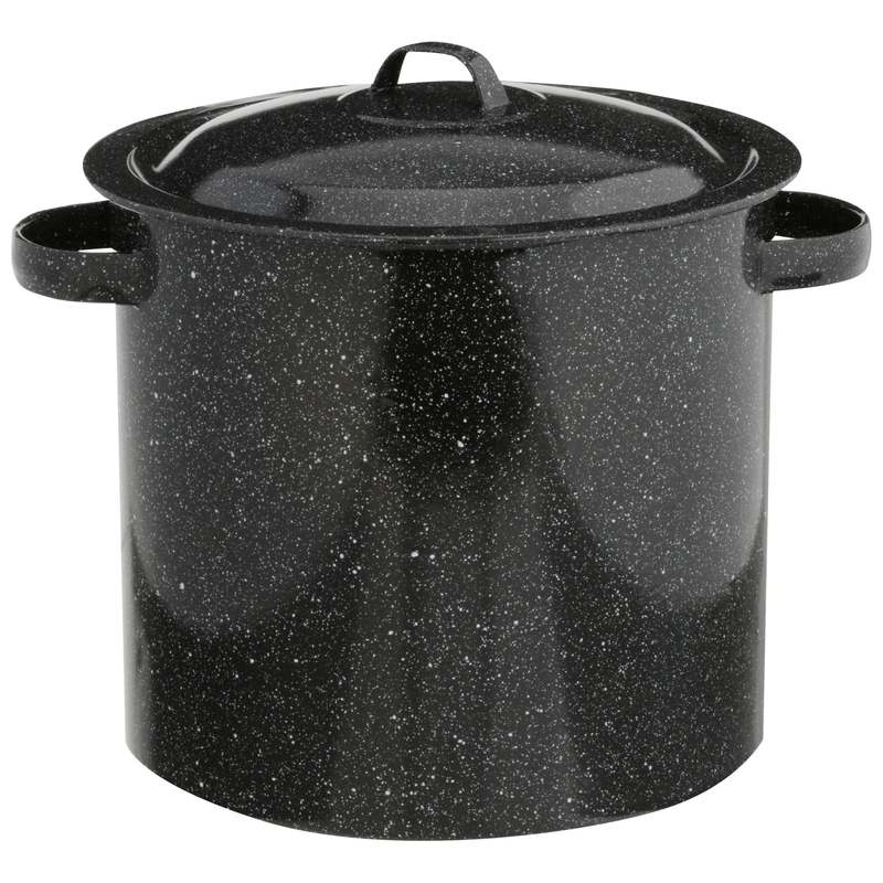 Granite Ware Porcelain Enamel Stock Pot 10.4 in. 12 qt (Black) - Kidsy