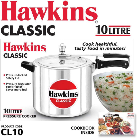 Hawkins Aluminium 10 Litre Classic Pressure Cooker (10.6 Quarts) - Kidsy