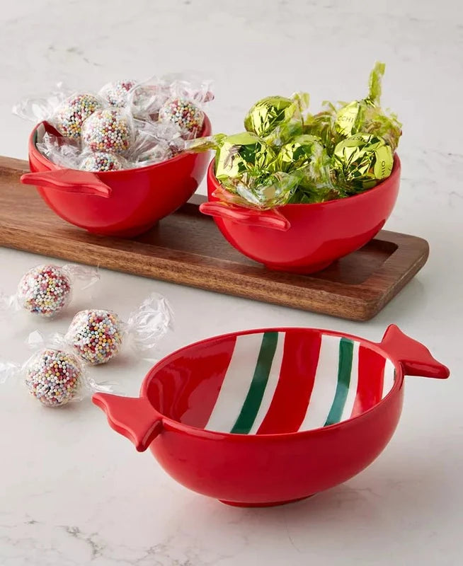 Holiday Lane Candy Bowls with Wood Tray, Set of 3 - Kidsy