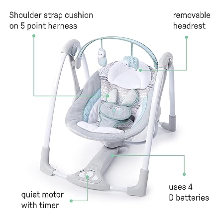 Ingenuity Compact Lightweight Portable Baby Swing (Abernathy) - Kidsy