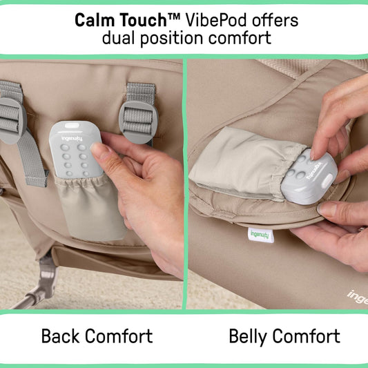 Ingenuity Nestle Vibrating Rocker Infant Seat 2 - Position Recline (Tan) - Kidsy