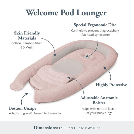 Inglesina Welcome Pod Baby Lounger (Delicate Pink) - Kidsy
