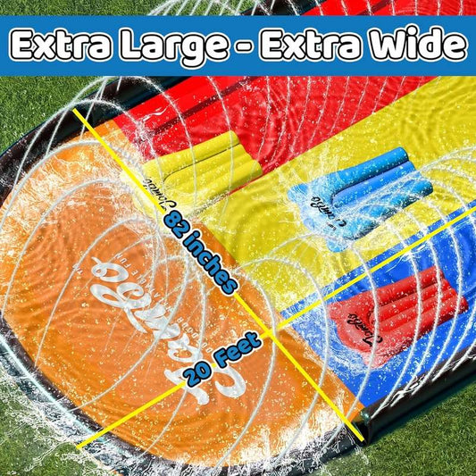 JAMBO Premium Triple Water Slide with 3 Bodyboards - Kidsy